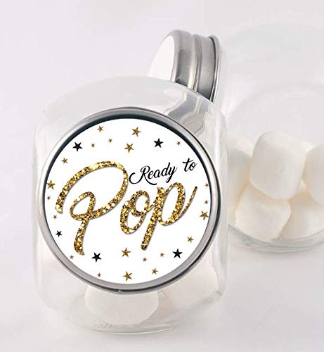 Ready To Pop matte white sticker with gold glitter for invitations and seals