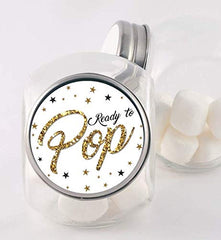Ready To Pop matte white sticker with gold glitter for invitations and seals