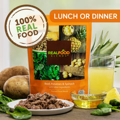 Real Food Blends close-up highlights natural ingredients for blenderized meals