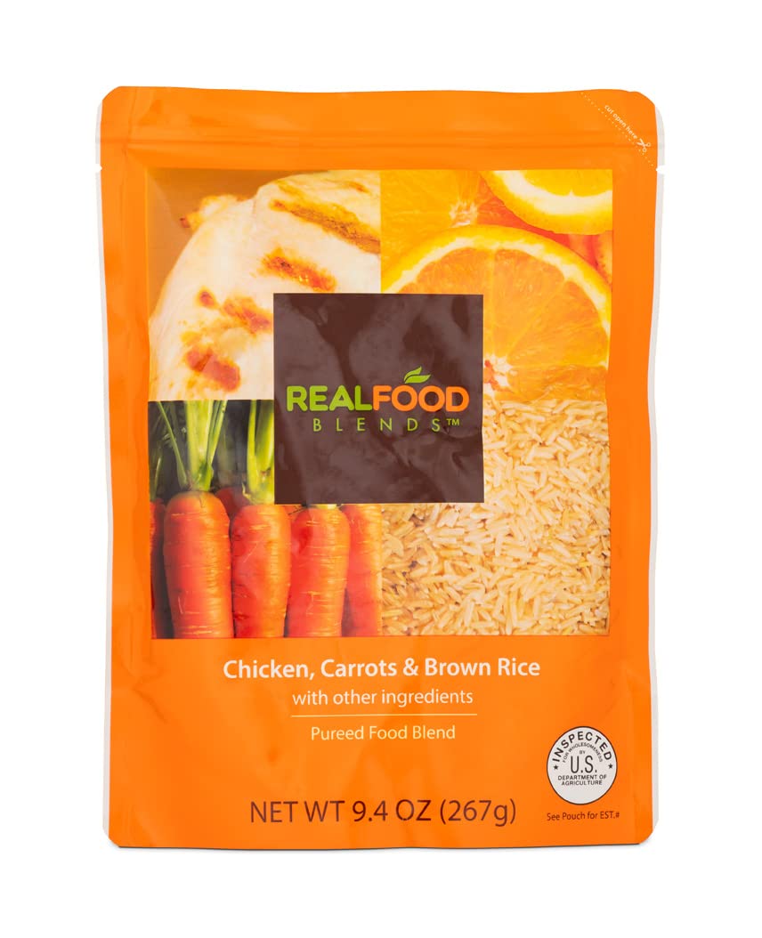 Real Food Blends ingredients orange juice chicken highlight real-food nutrition