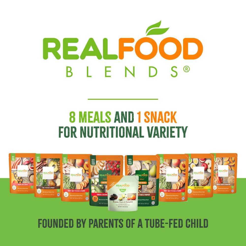 Real Food Blends Mini on-the-go snack supports consistent fruit intake.