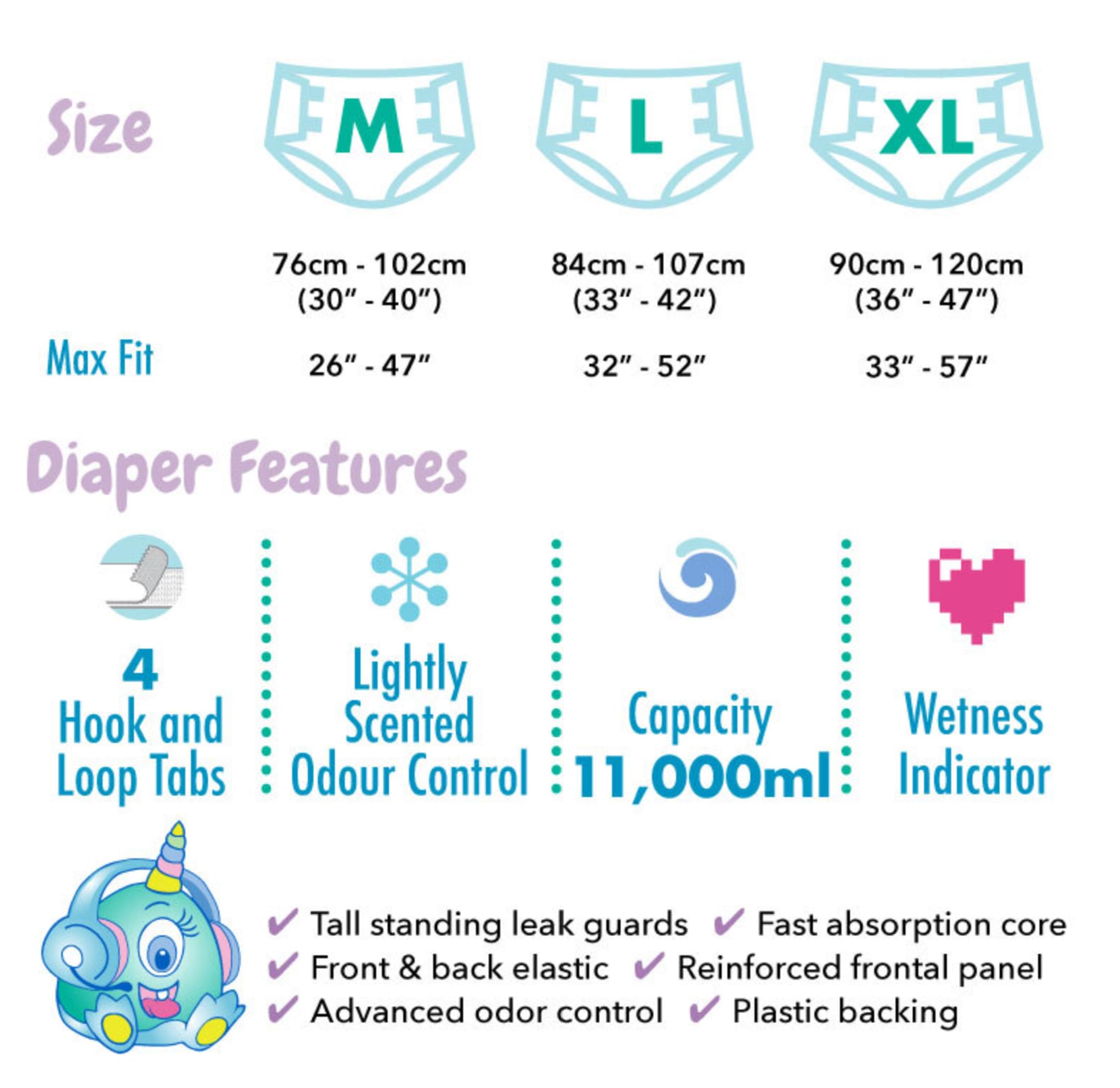Rearz Lil Monsters diaper front-tape design option outlined for style choices