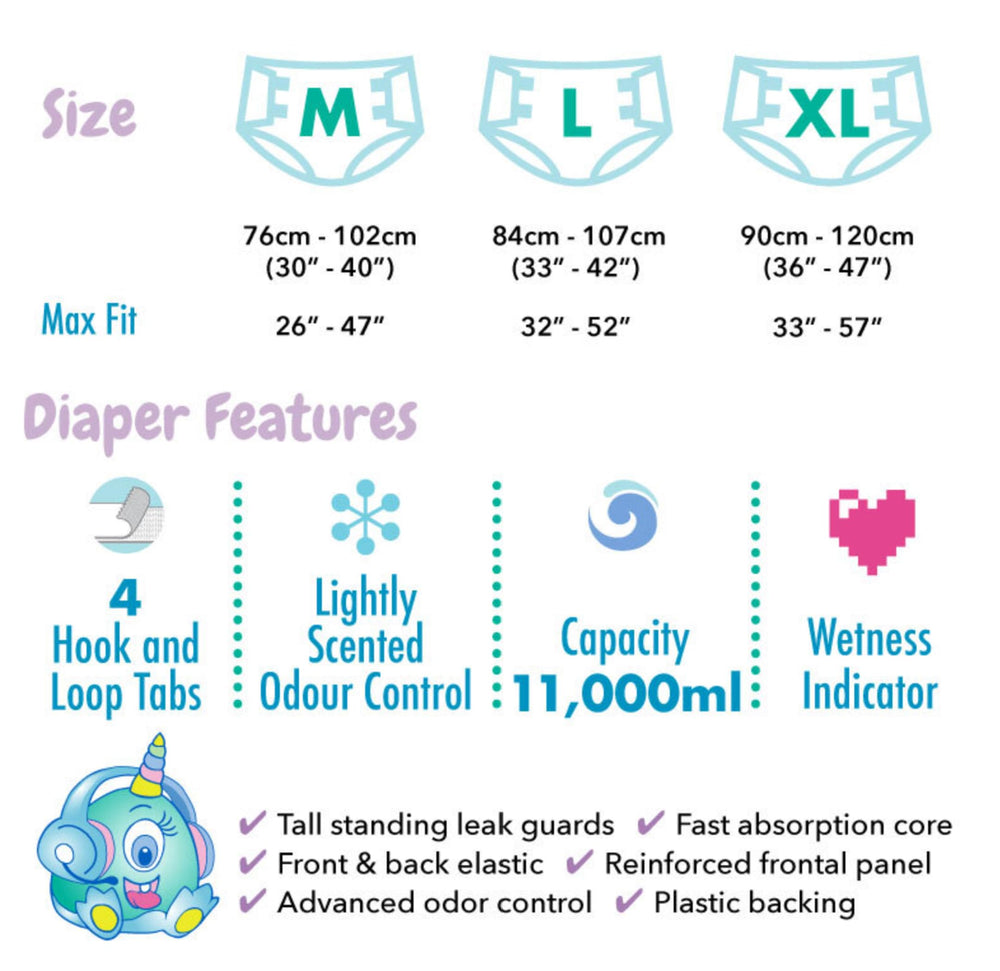 Rearz Lil Monsters diaper front-tape design option outlined for style choices