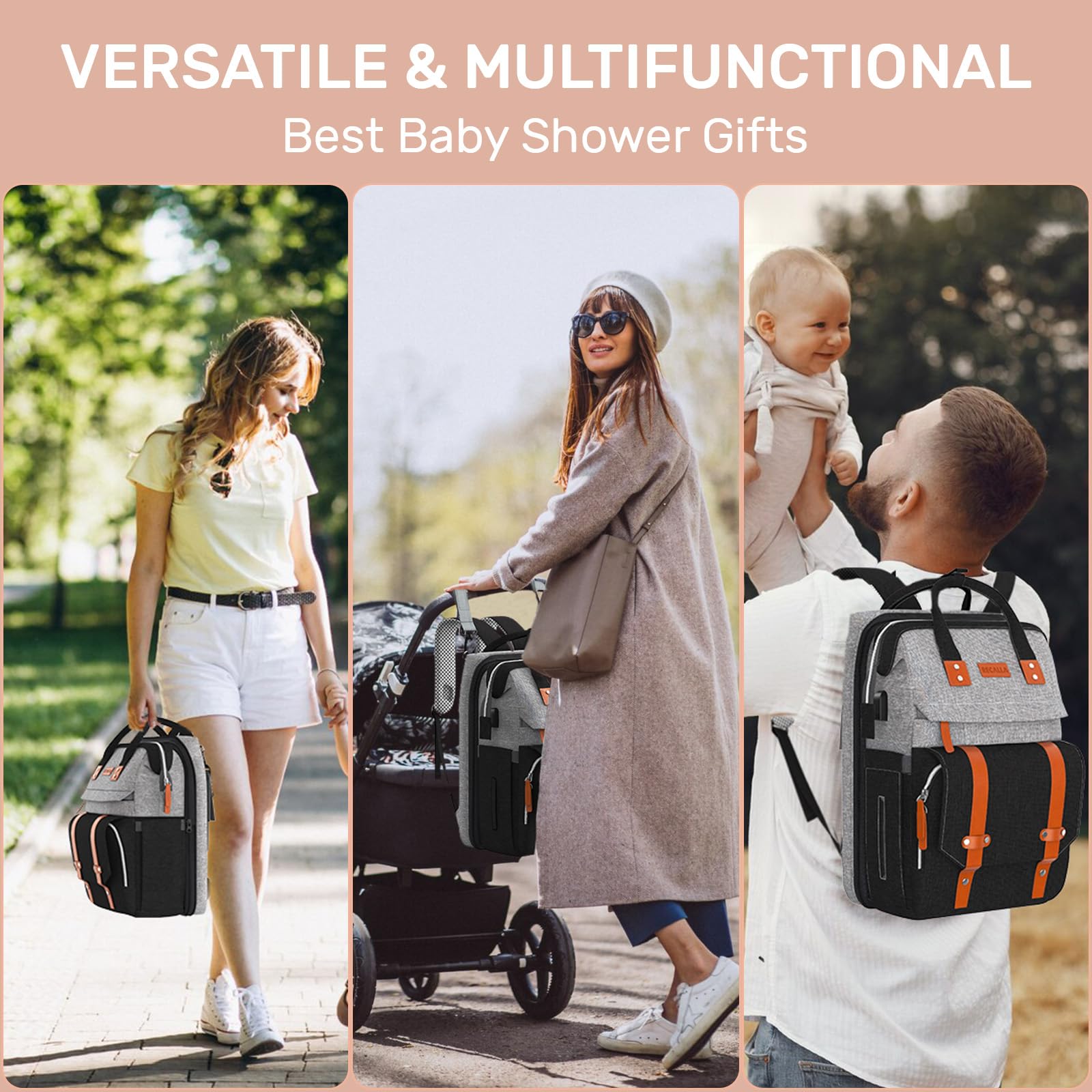 RECALLA diaper bag backpack makes a thoughtful gift for baby showers and travel-ready families.