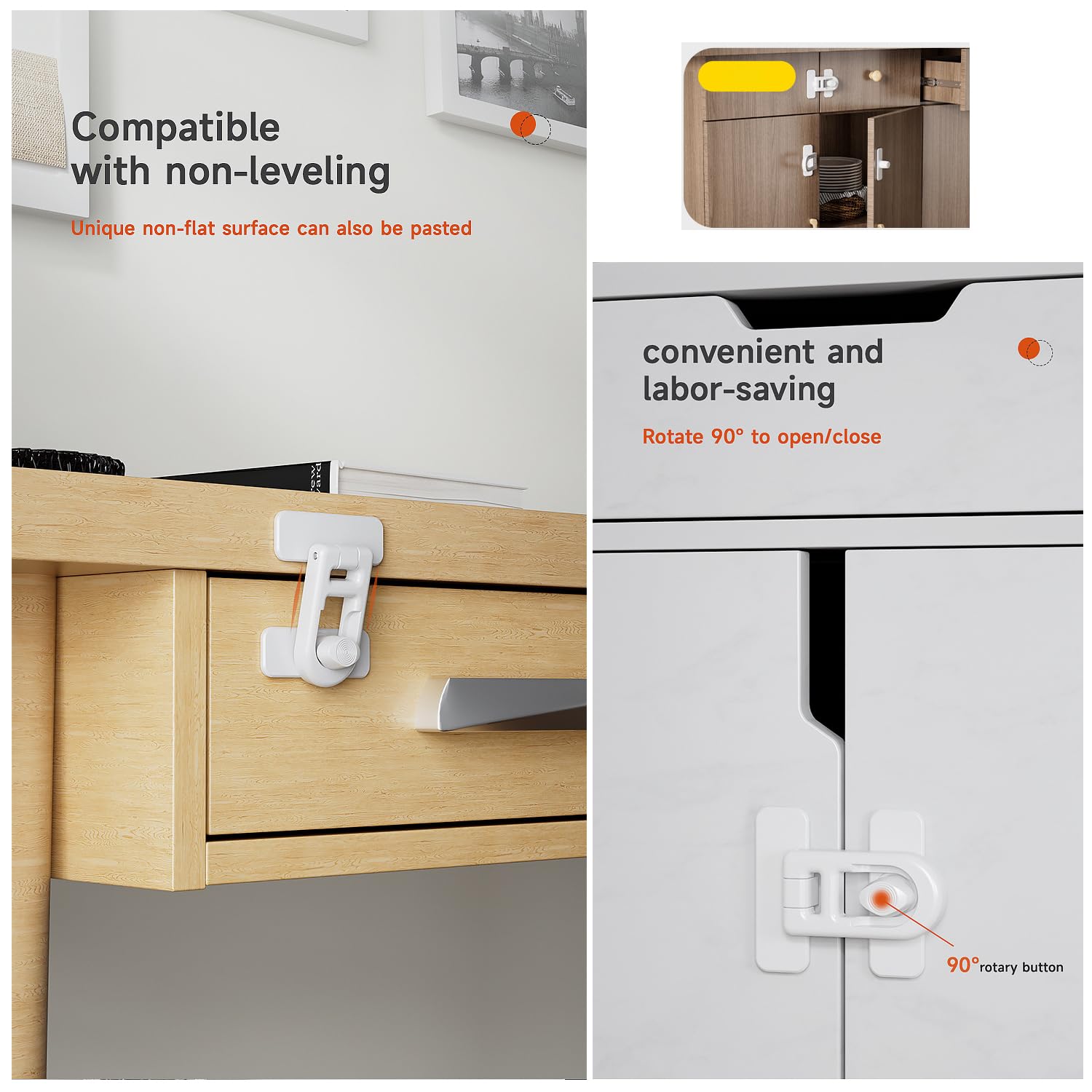 RecDec bookcase lock securing shelves with a clean look
