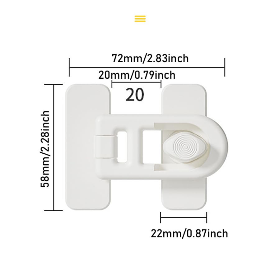 RecDec adhesive latch securing a cabinet for kid-friendly storage