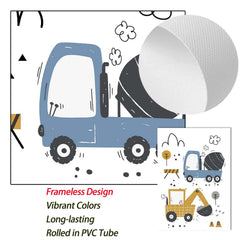 Recrtain crane design canvas art print adds engineering flair to nursery walls