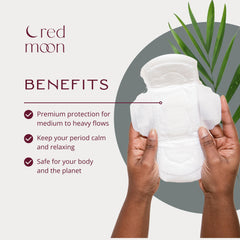 Red Moon ultra-absorbent design provides reliable leak protection throughout the day