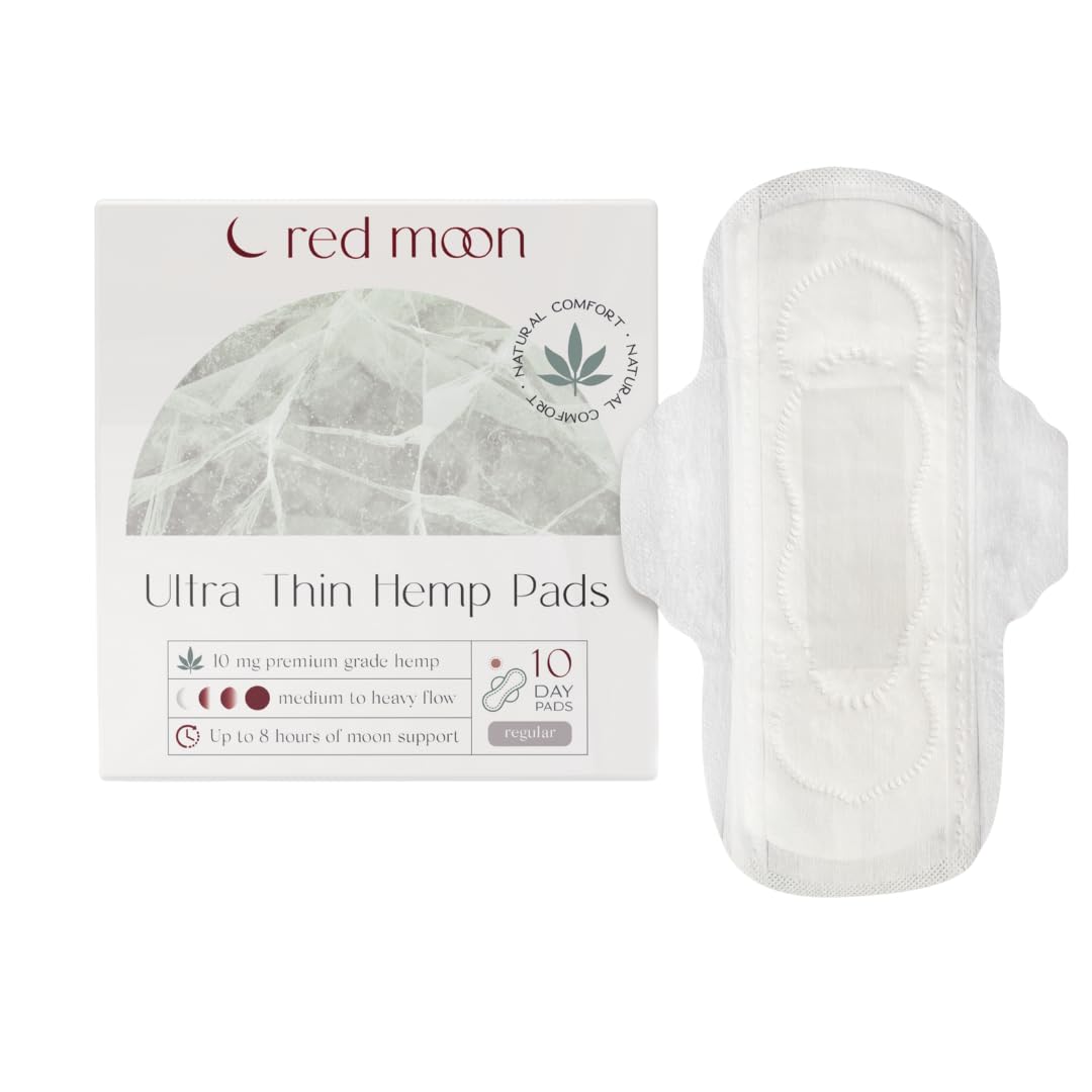 Red Moon ultra-thin hemp pads pack-10 box offers portable daily protection