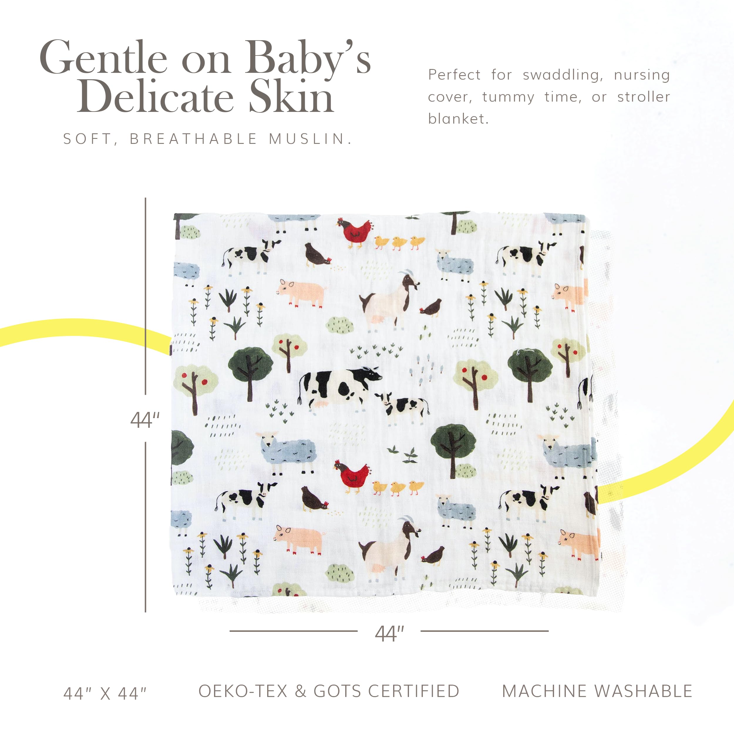 Red Rovr hand-drawn print swaddle adds charming nursery style.