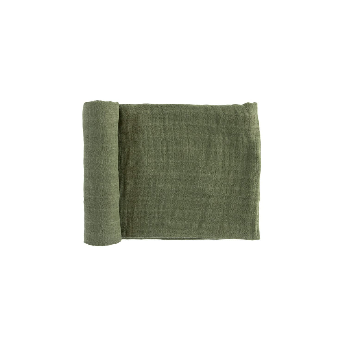 Red Rovr organic cotton muslin swaddle laid flat to show 44x44 size and soft texture