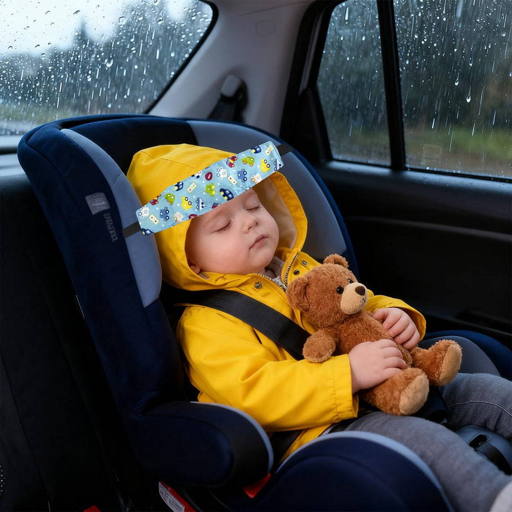 Redanha car-blue head support provides soft cushioning for tiny travelers.