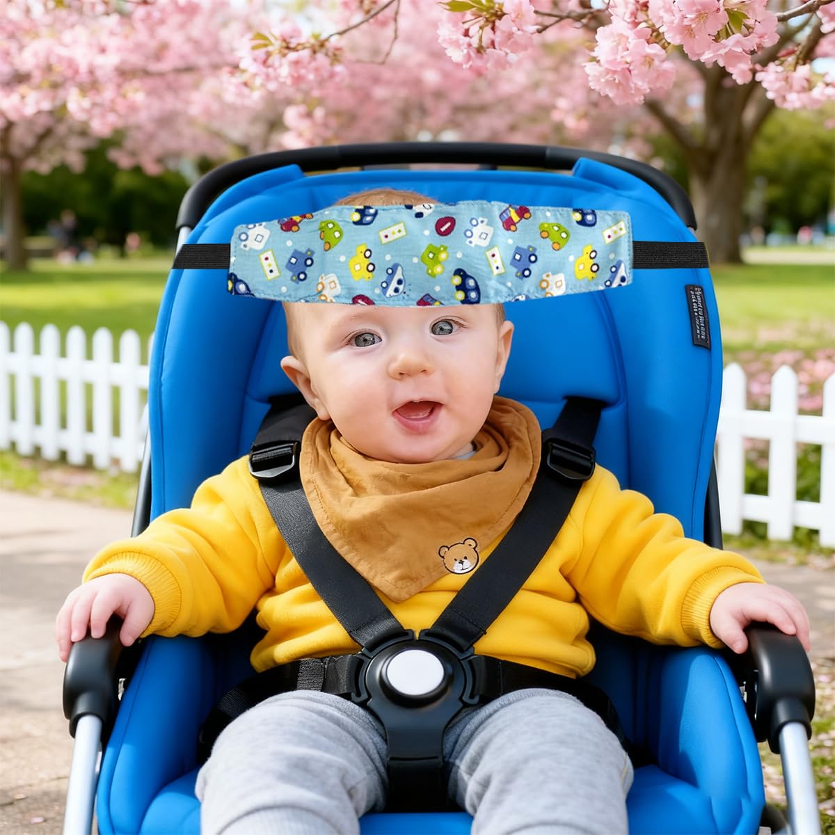 Redanha head support for car seats adapts to seats for on-the-go use.