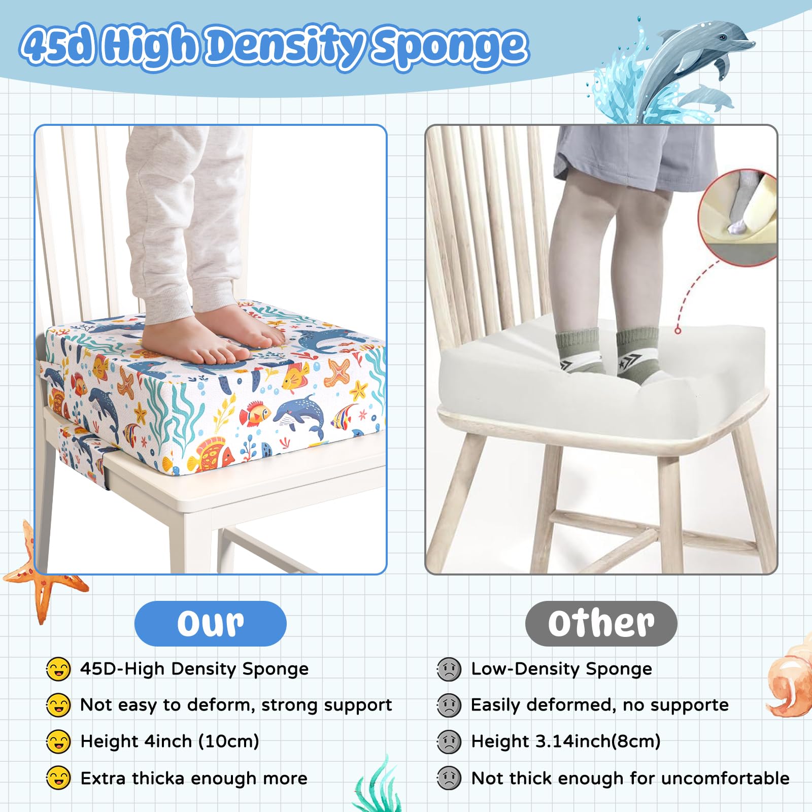 Redcoutt booster seat backrest cushion adds height with an extra support.
