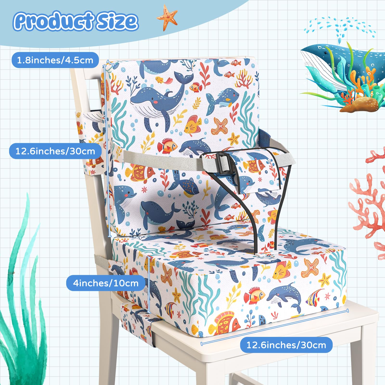 Redcoutt lightweight and portable booster seat for home use or outings.
