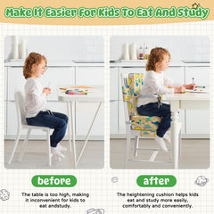 Redcoutt booster seat extended straps ensuring stable fit on various chairs