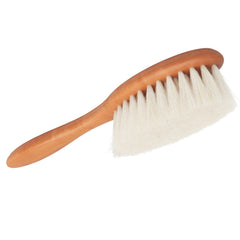 Redecker baby hairbrush showing pearwood handle for natural, durable design.