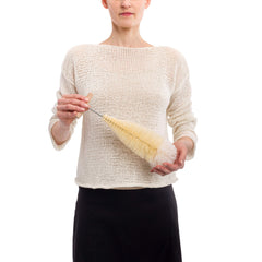 Redecker beechwood handle enables comfortable, controlled cleaning of jars and decanters.
