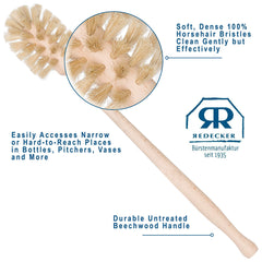 Redecker multiuse bottle brush cleans vases, mugs, and pitchers.