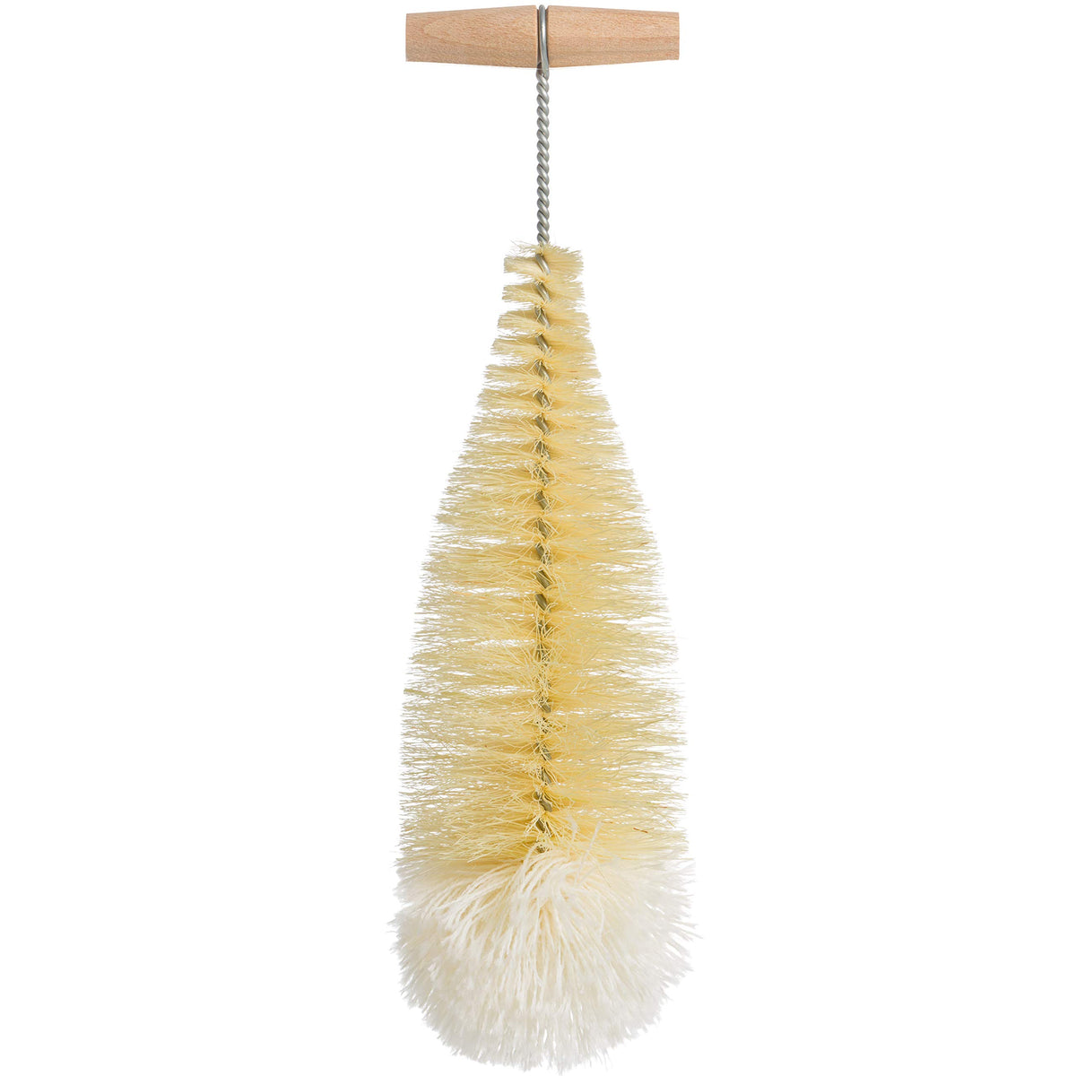 Redecker teardrop bottle brush with beechwood handle reaching narrow bottle necks easily.