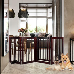 RedFinches wooden freestanding gate with 4 panels for versatile doorway and hallway use.
