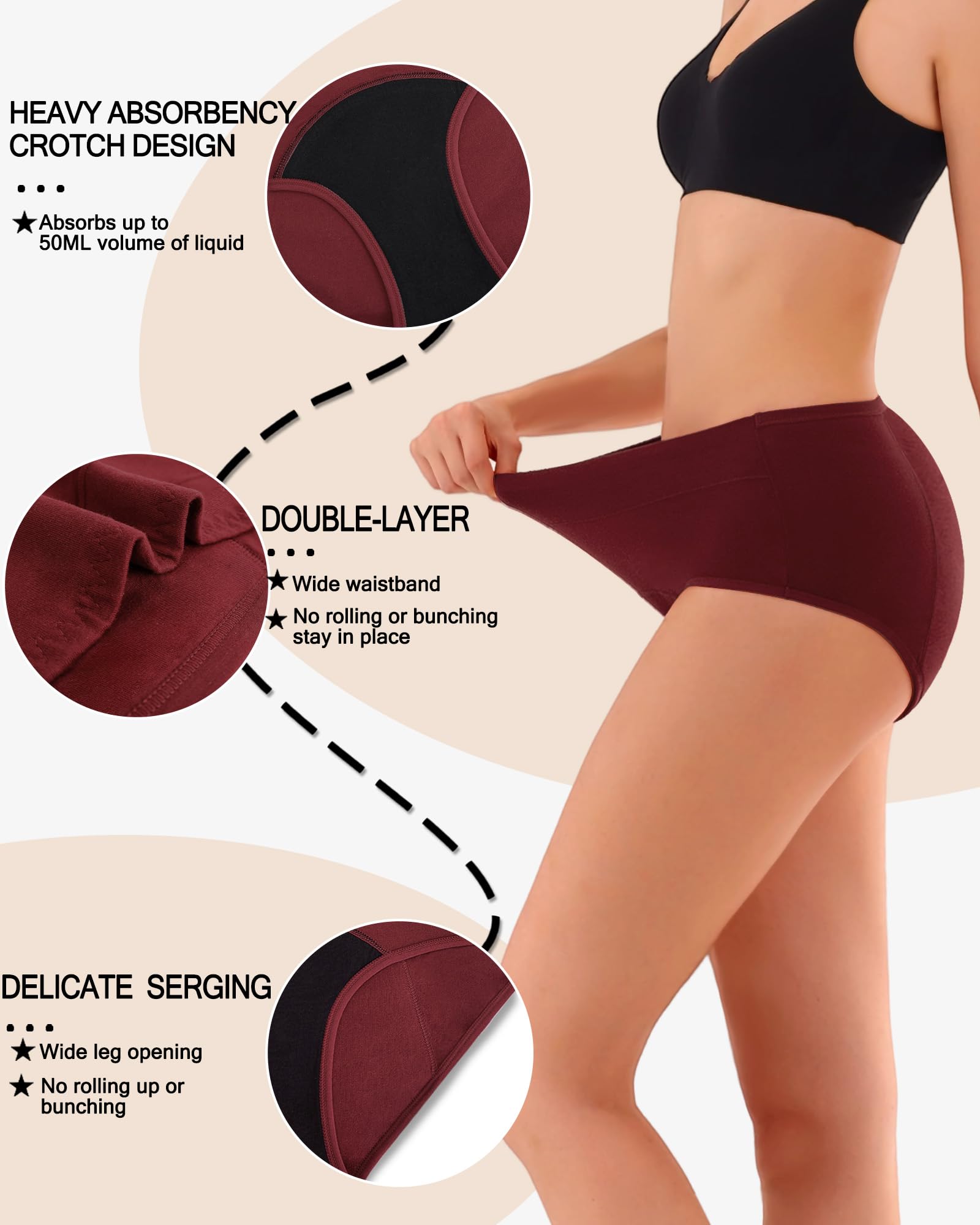 Redoll high-waist band provides secure, comfortable support