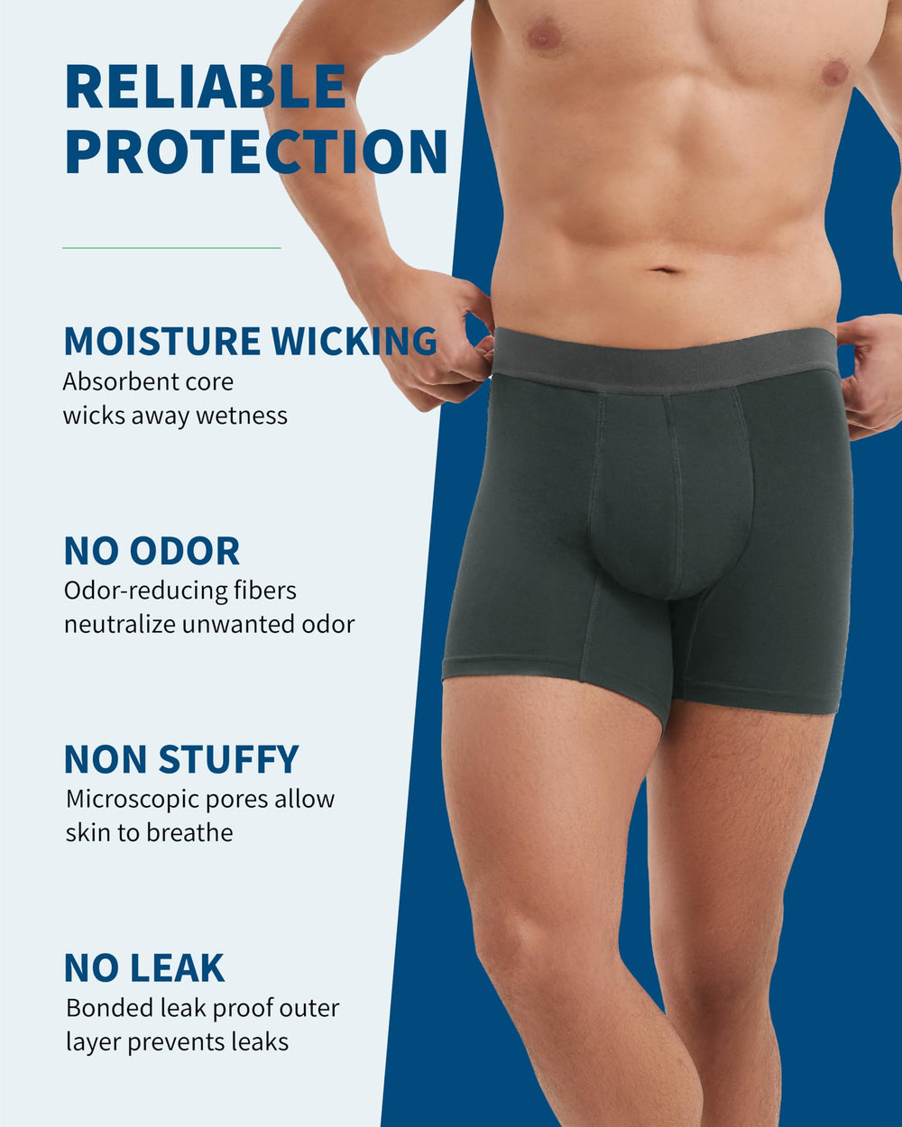 REELINDRY underwear close-up showing absorbent layer for leakage management