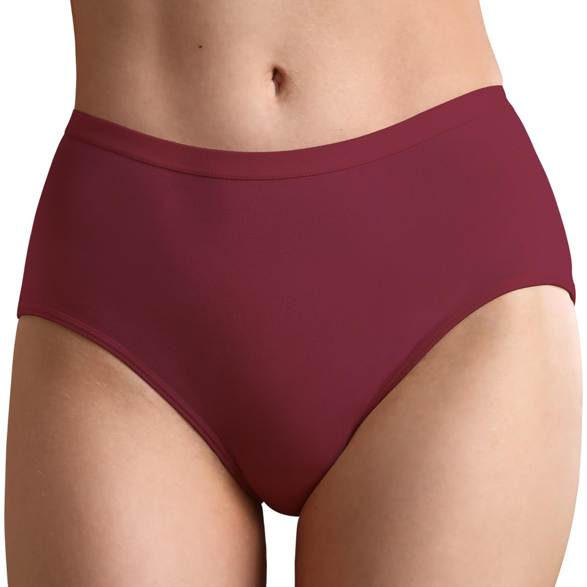 REELINDRY leak-proof underwear front view in garnet for all-day protection