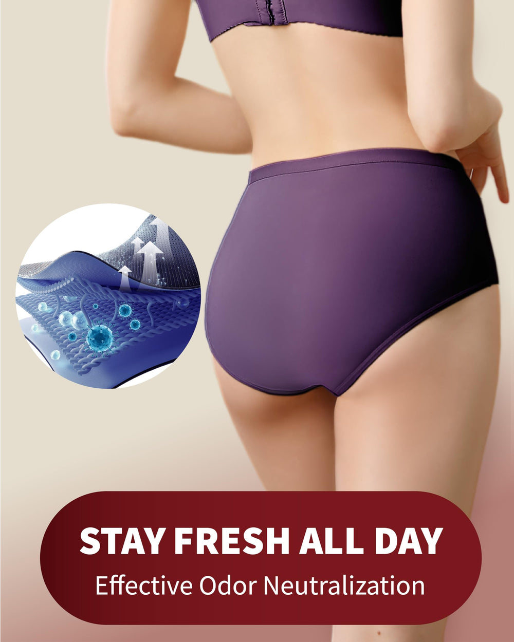 REELINDRY odor-control-layer close-up highlights odor-neutralizing technology for discreet daily use.