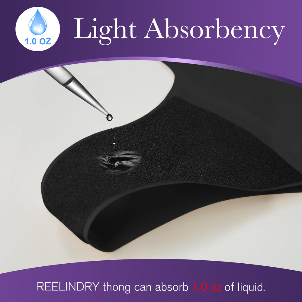 REELINDRY thong showing leak-proof stitching for secure wear