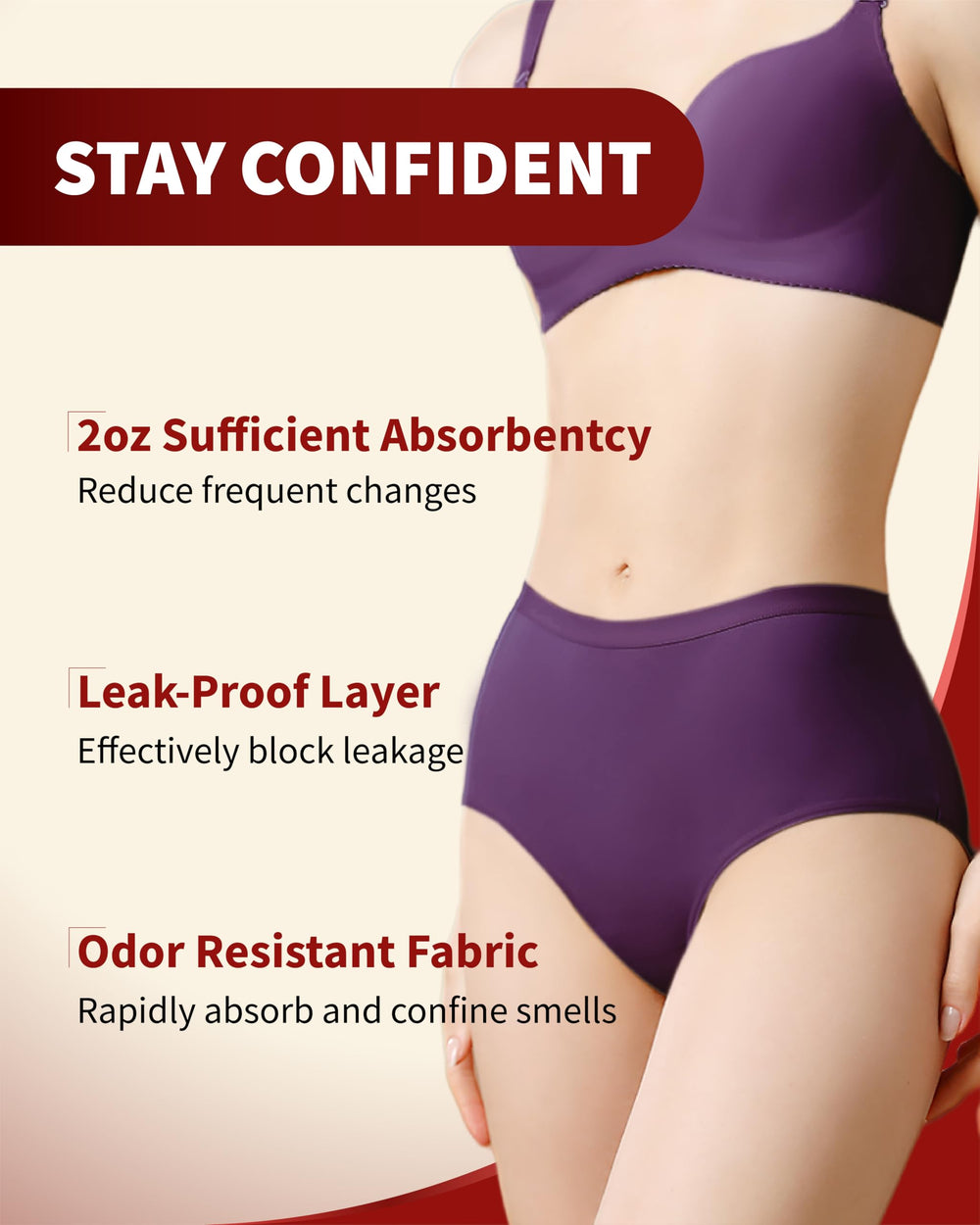REELINDRY berry 2xl back view shows discreet, leak-friendly silhouette for all-day wear.