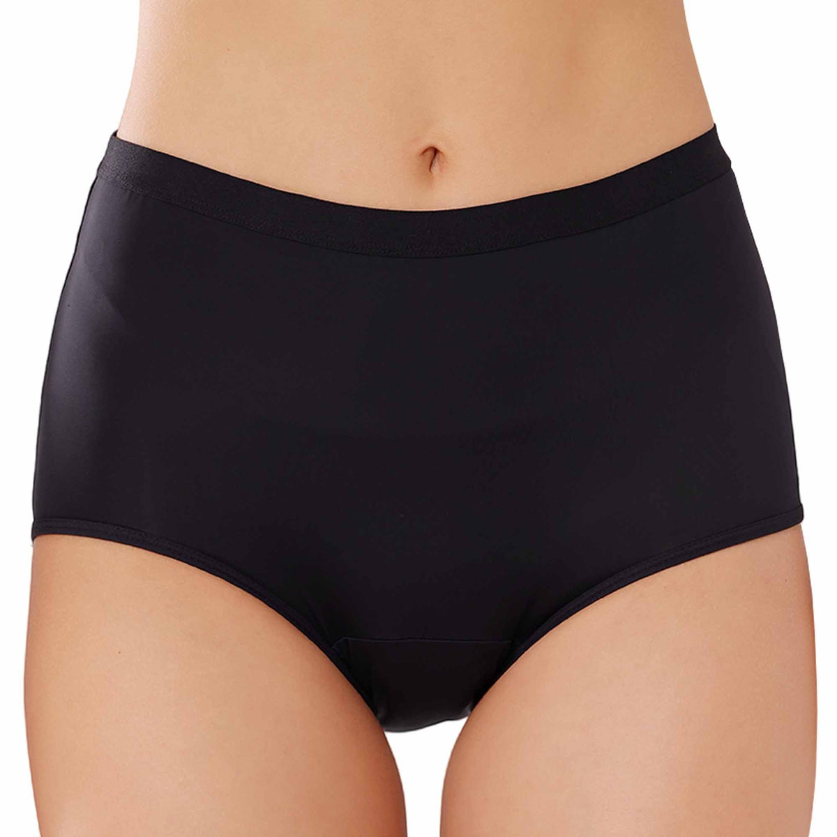 REELINDRY women's incontinence underwear in black; 5.6 oz absorbent for daily protection.