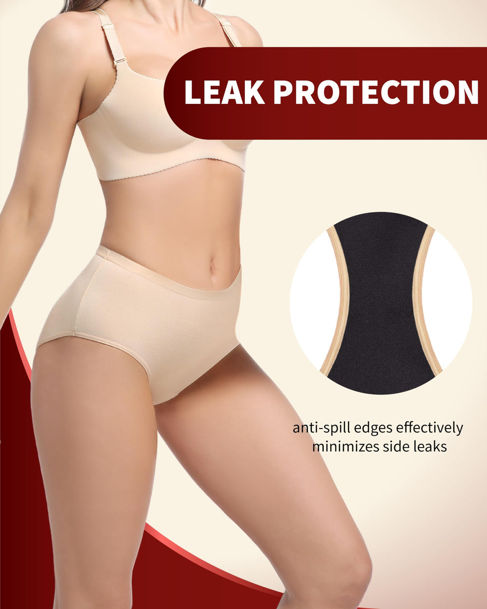 REELINDRY absorbent core image highlights 2 oz capacity for light leakage protection.