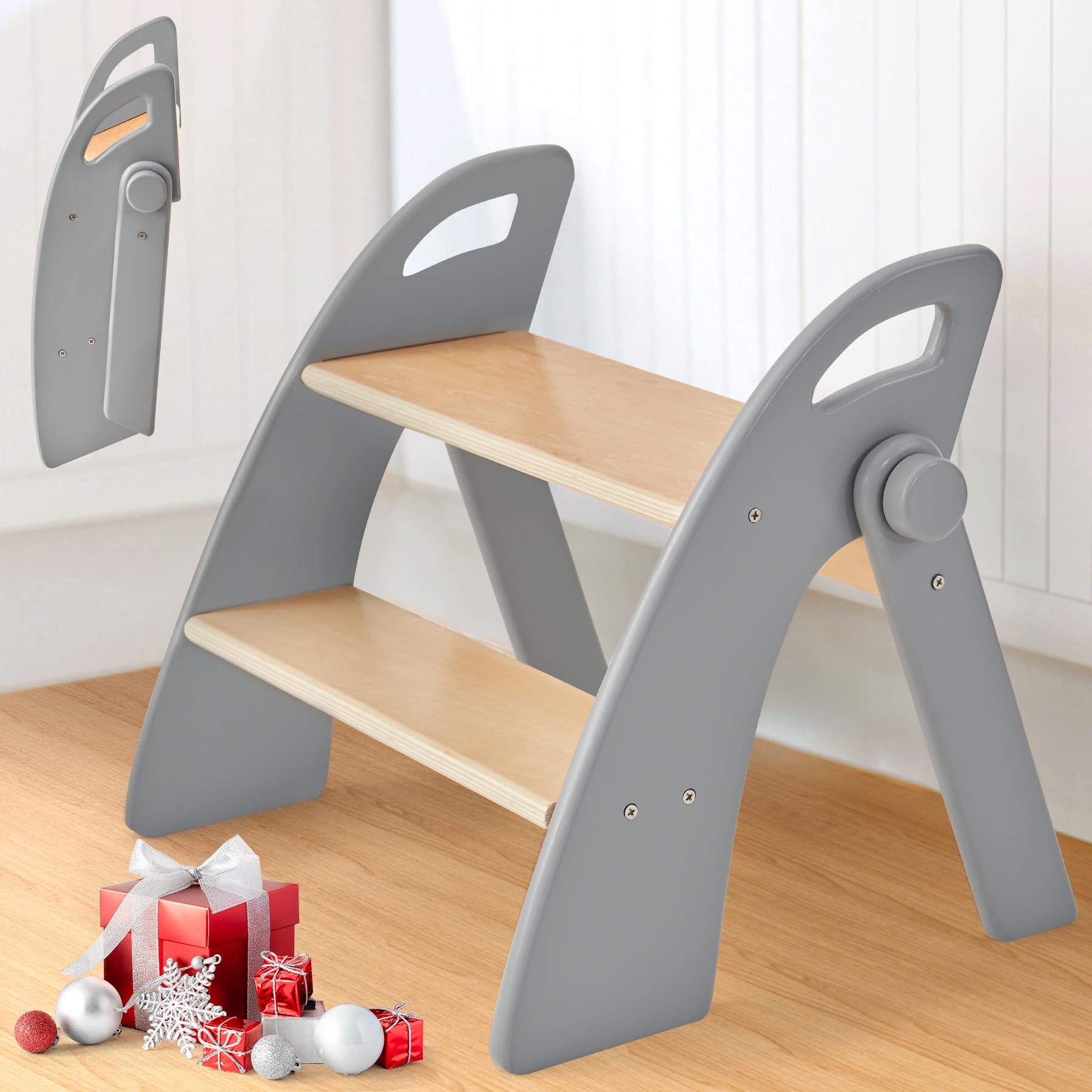 Reeple step stool in bamboo top view, showcasing sturdy construction and clean lines for everyday use