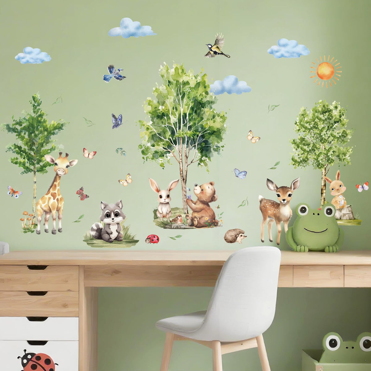Refamaee forest animals giraffe wall decal for nursery decor and imaginative play