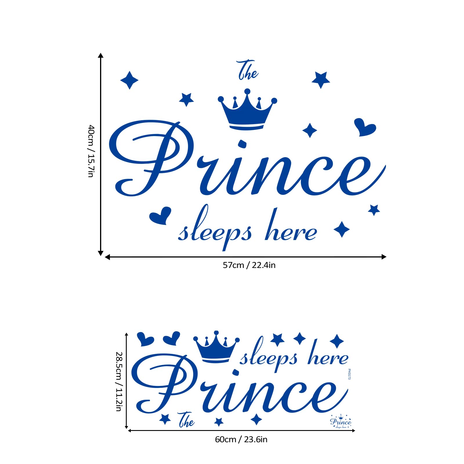 Refamaee Prince Sleeps Here blue typography decal offers calm kid friendly wall decor.