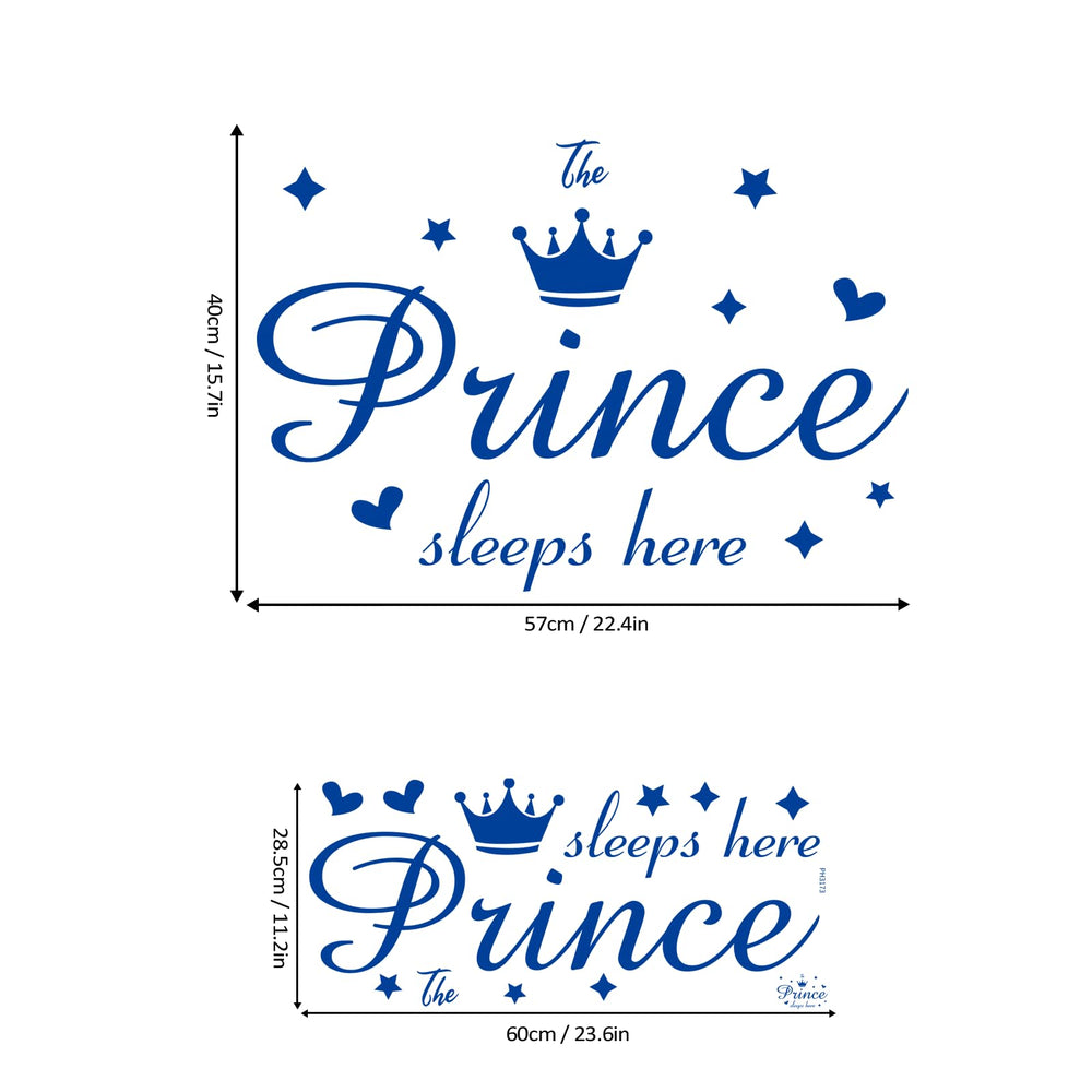 Refamaee Prince Sleeps Here blue typography decal offers calm kid friendly wall decor.
