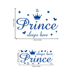 Refamaee Prince Sleeps Here blue typography decal offers calm kid friendly wall decor.