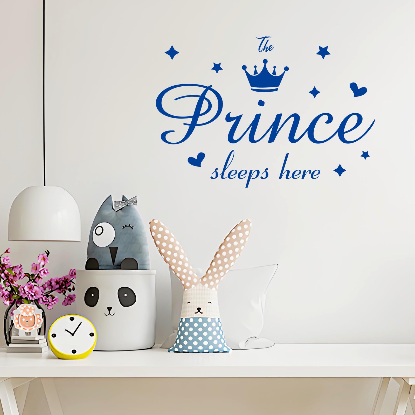 Refamaee Prince Sleeps Here hearts decal creates cozy bedtime vibes.