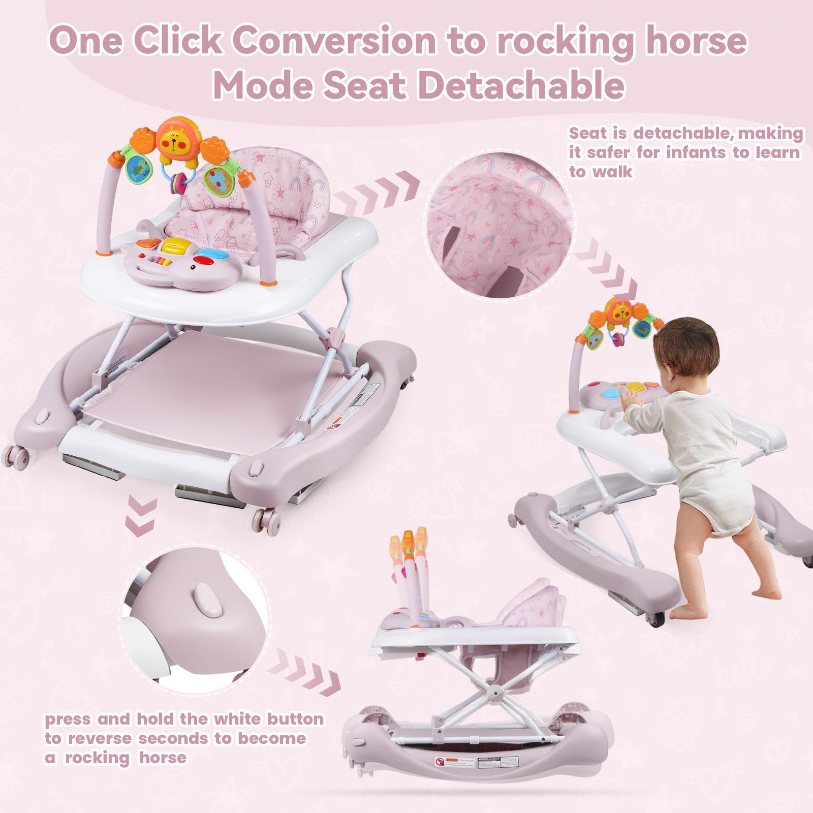 RefoereBabe walker with sturdy triangular chassis for stability