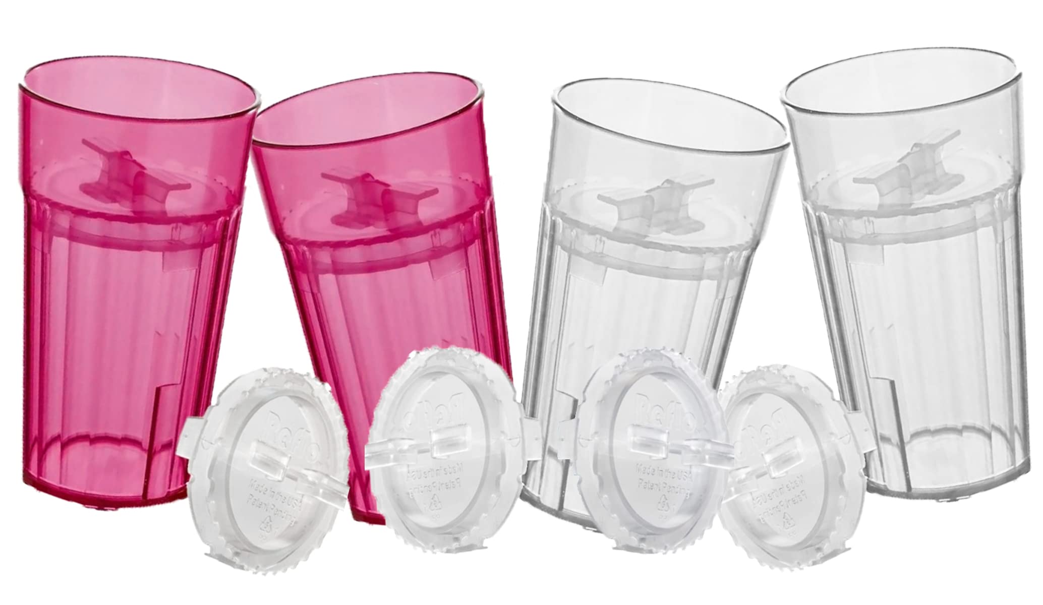 Reflo Smart Cup Bundle red four-pack ready for easy, mess-free meals.