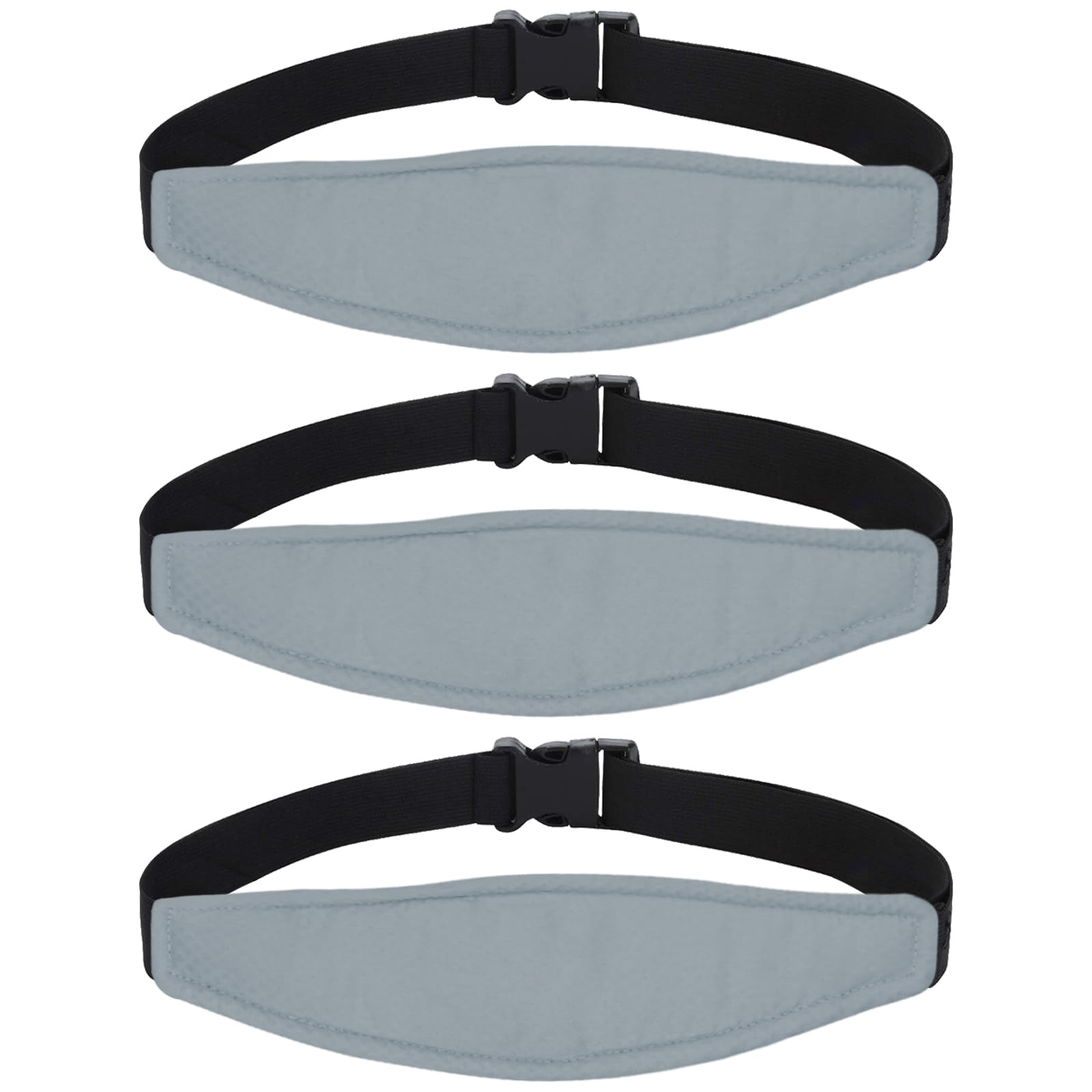 Reflyaway baby head support grey cushion provides gentle neck stability during car rides.