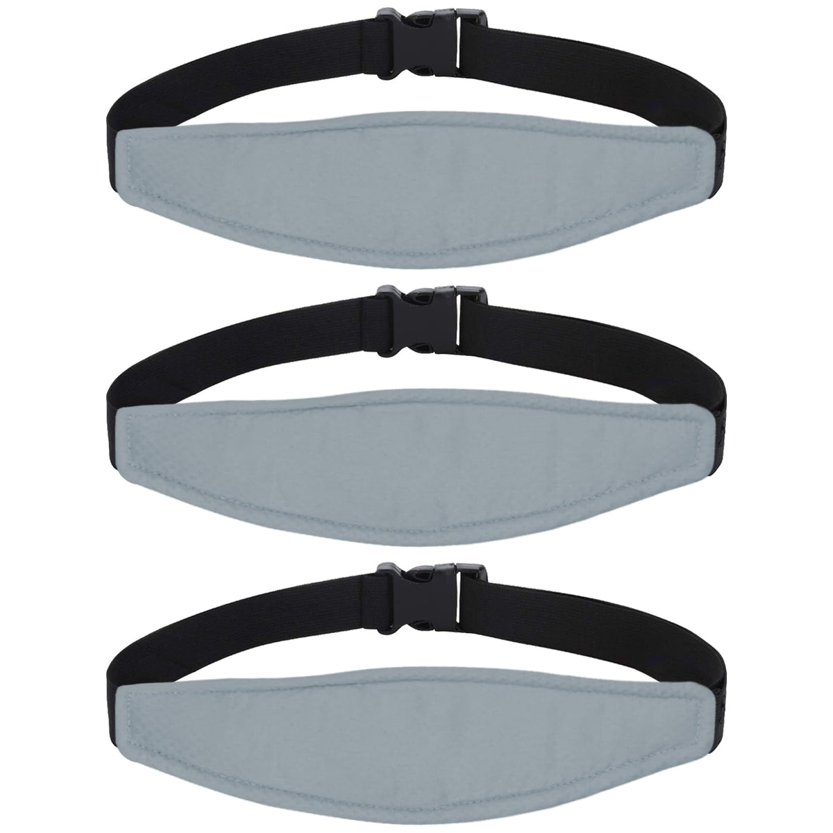 Reflyaway baby head support grey cushion provides gentle neck stability during car rides.