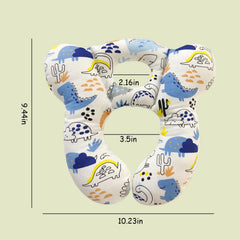 REFLYAWAY blue dinosaur travel pillow side view highlights compact head support