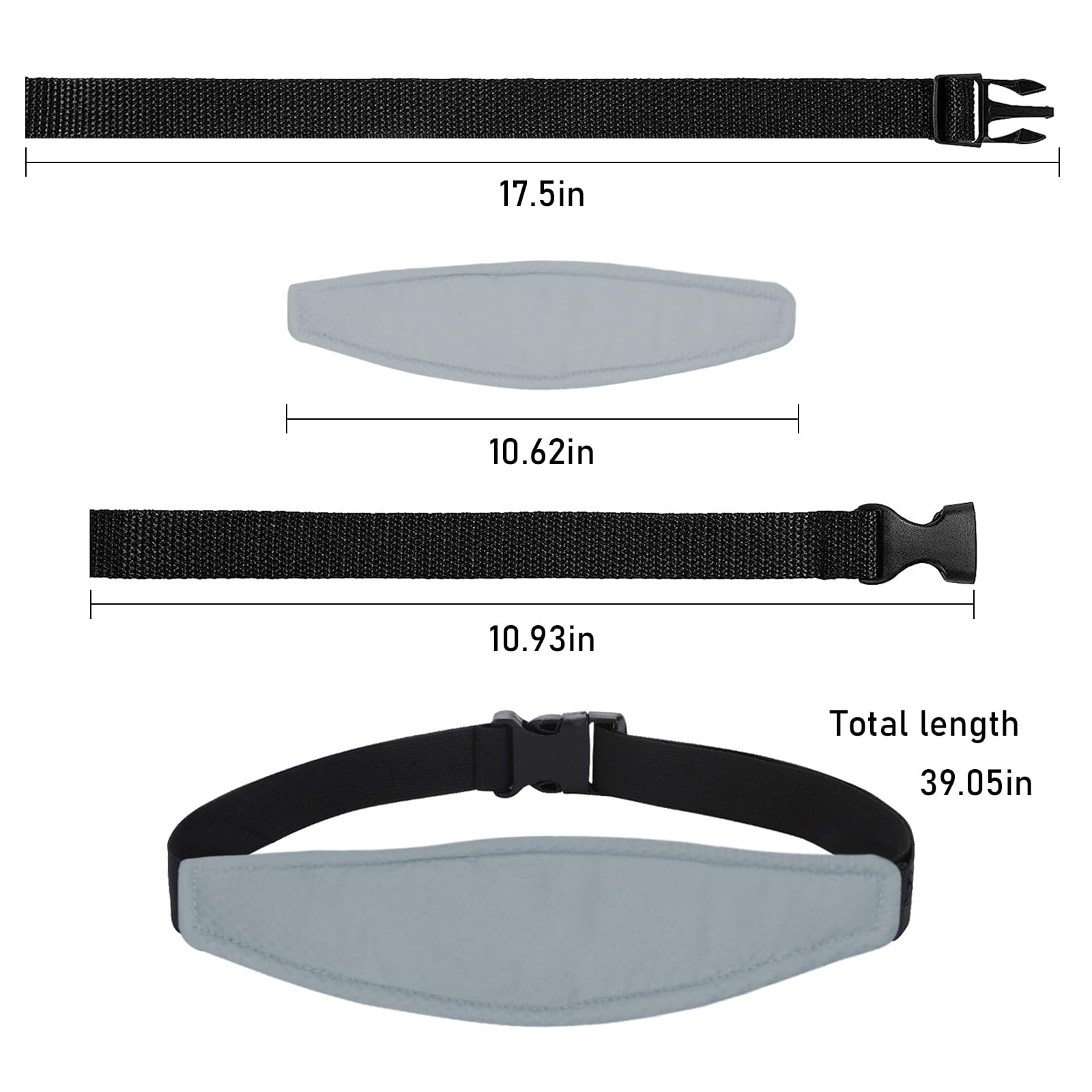 Reflyaway head-band-strap-grey adjustable for secure fit on car seats and strollers.