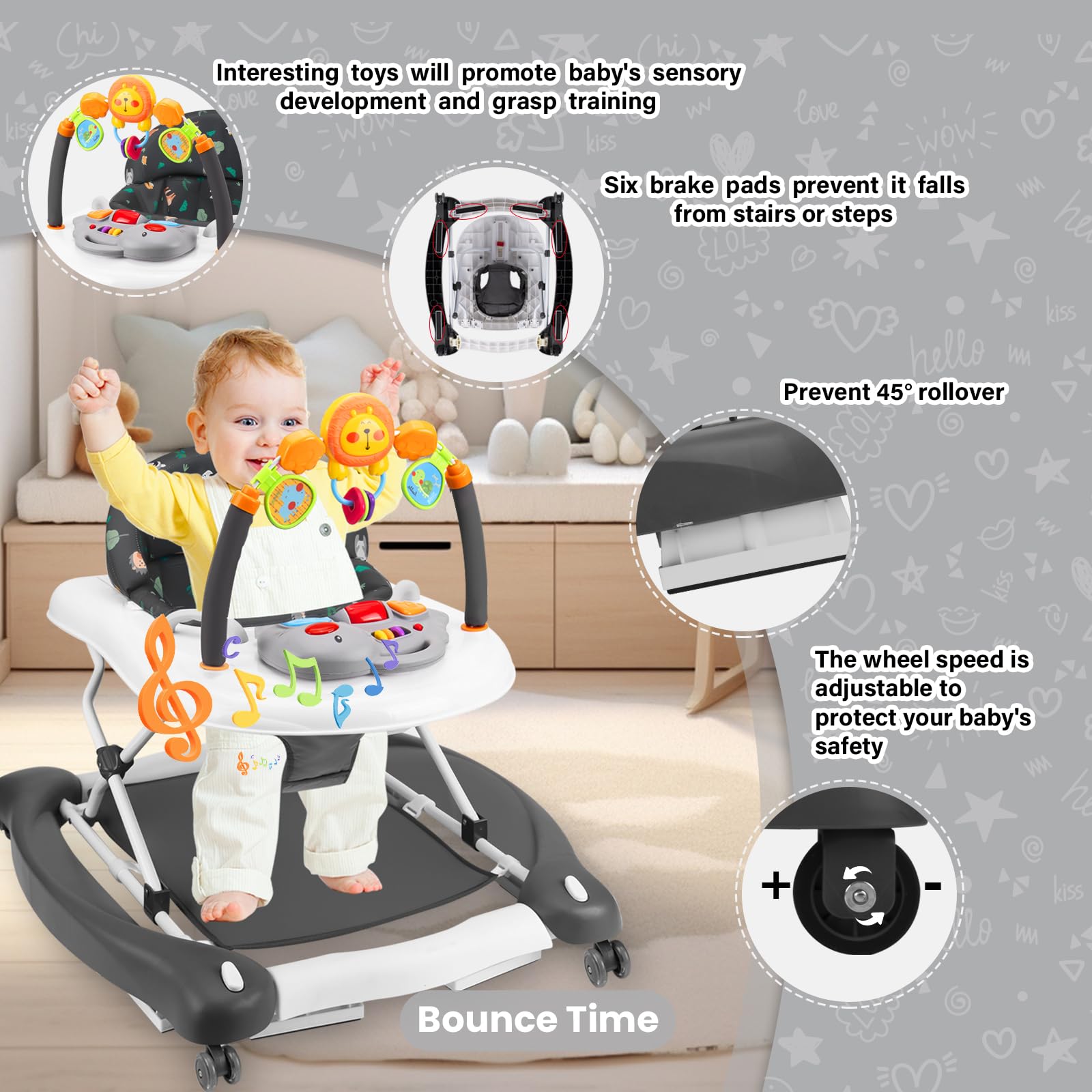 RefoereBabe height-adjustable walker supports growing babies at the right level.