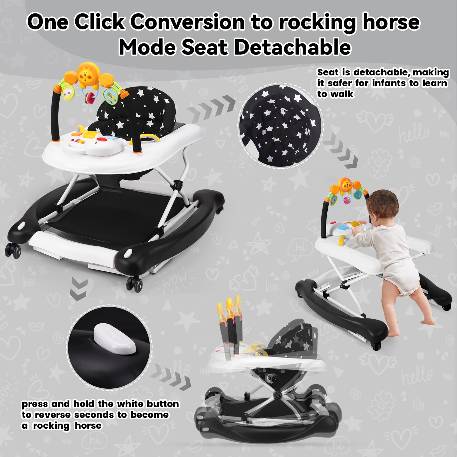 RefoereBabe built-in music and toys inspire exploration during playtime.