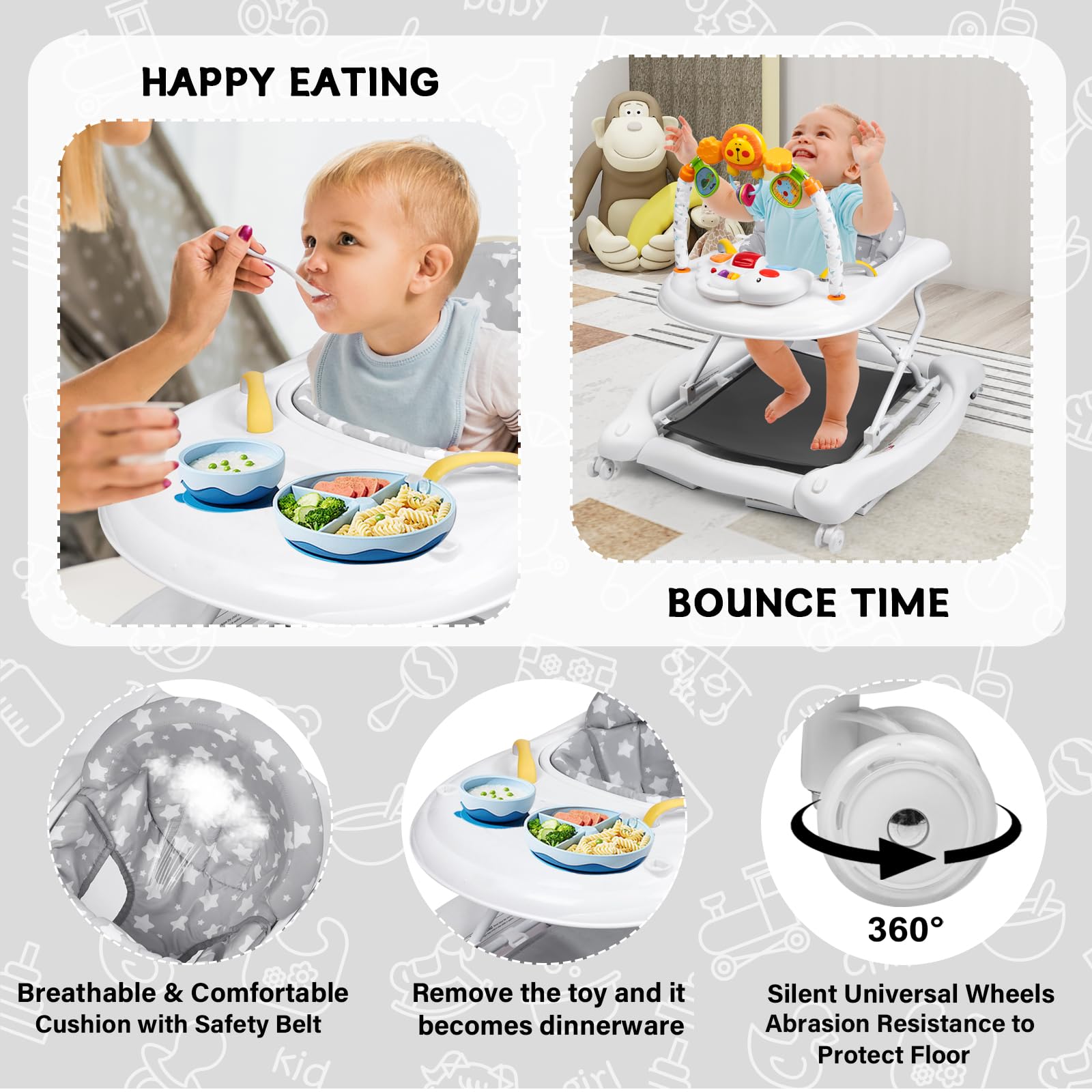 RefoereBabe baby walker with music toys encourages sensory engagement