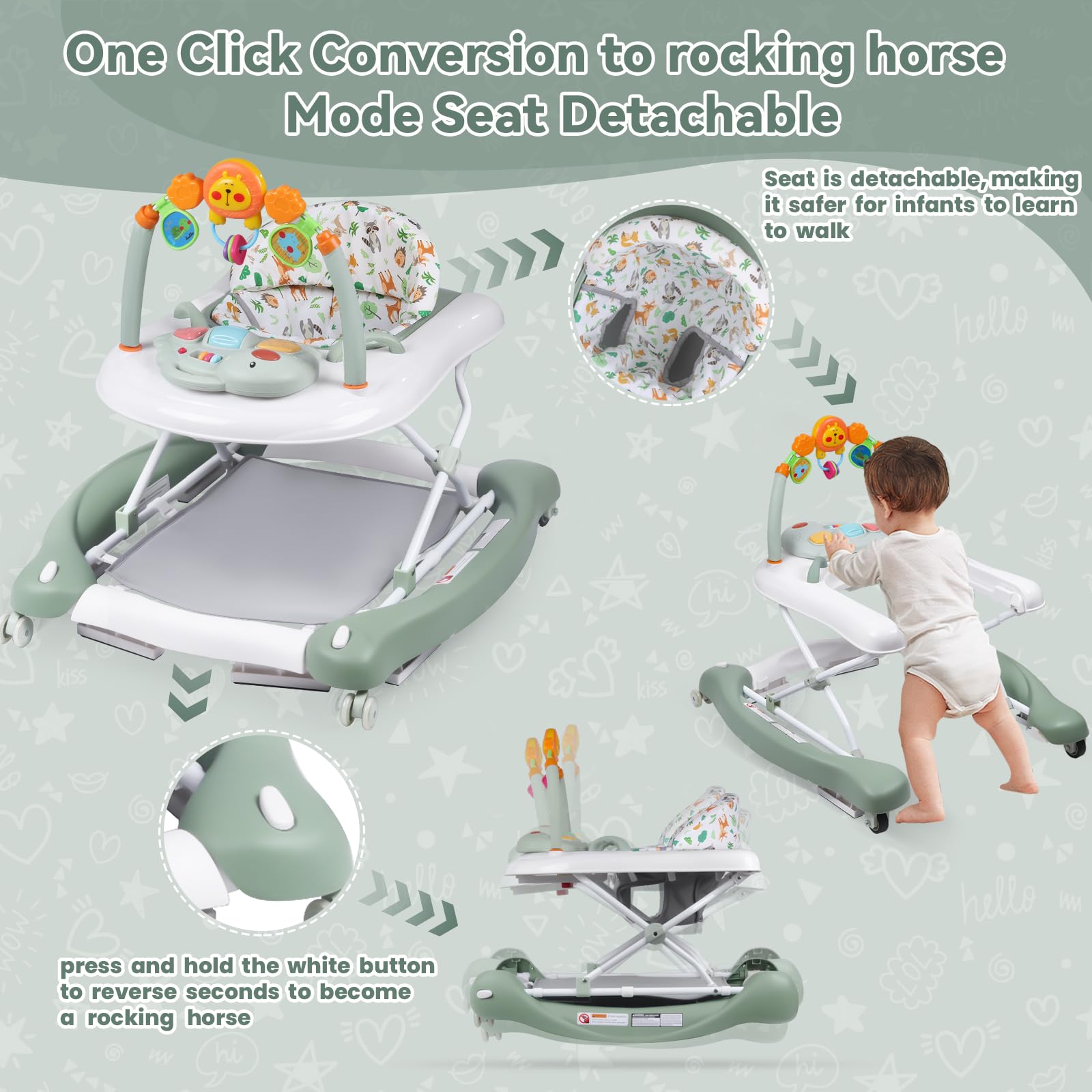 Musical toys stimulate senses during play sessions.
