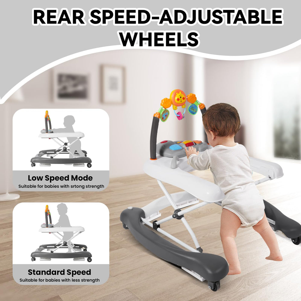 RefoereBabe walker in rocking mode helps calm babies during play.